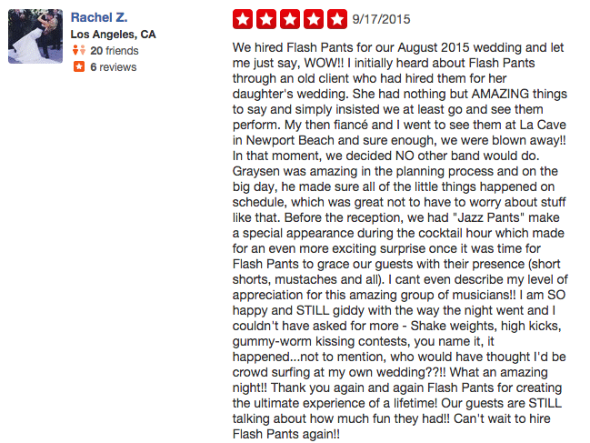 Flash Pants Yelp Review 2
